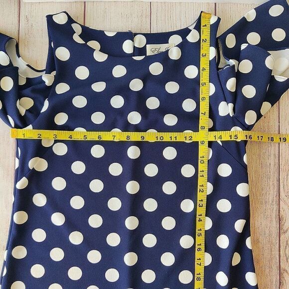 Eliza J Polka Dot Cold-Shoulder Stretch Dress sz 2 - Picture 8 of 10